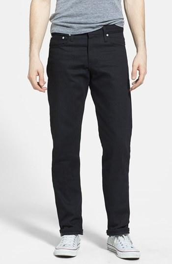 Naked & Famous Denim 'slim Guy' Straight Leg Raw Selvedge Jeans (solid Black Selvedge) Solid Black Selvedge