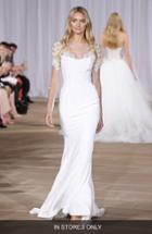 Women's Ines Di Santo 'twilight' Illusion Neckline Silk Crepe Sheath Gown
