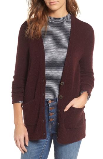 Women's Madewell Cozy Boyfriend Cardigan - Burgundy
