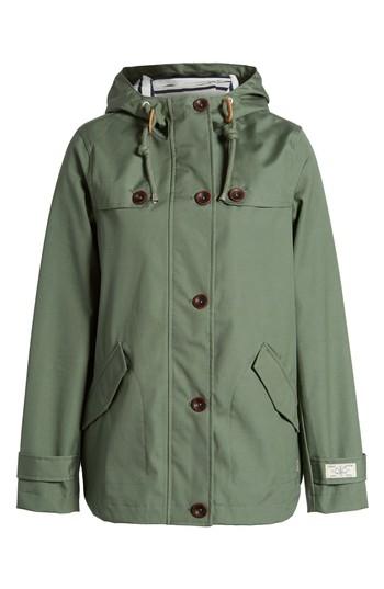 Women's Joules Right As Rain Waterproof Hooded Jacket - Green