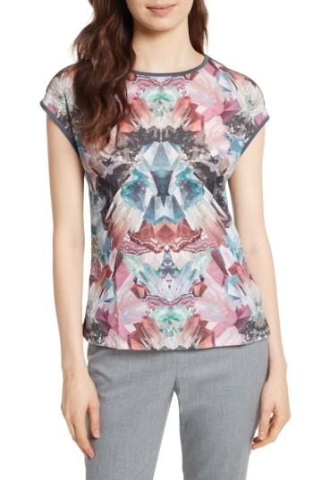 Women's Ted Baker London Mirrored Minerals Mixed Media Tee - Grey