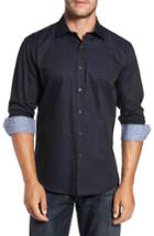 Men's Bugatchi Trim Fit Geo Jacquard Sport Shirt - Blue