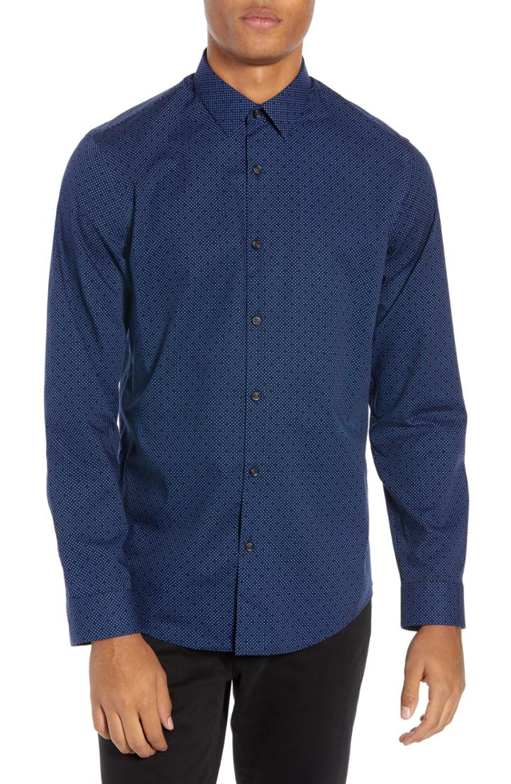Men's Calibrate Slim Fit Non-iron Micro Dot Sport Shirt - Blue