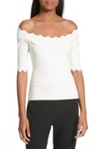 Women's Milly Scalloped Off The Shoulder Sweater, Size - White