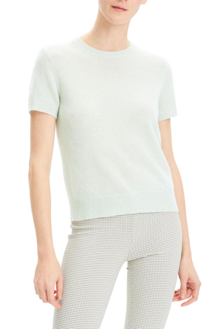 Women's Theory Featherweight Cashmere Sweater, Size - Green