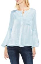 Women's Two By Vince Camuto Bell Sleeve Satin Shirt - Blue
