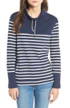 Women's Barbour Rief Stripe Cotton Funnel Neck Sweater Us / 8 Uk - Blue