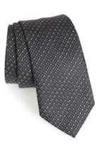 Men's Salvatore Ferragamo Este Solid Silk & Cotton Tie, Size - Grey