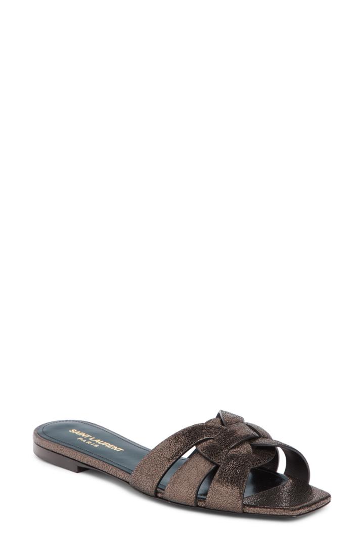 Women's Saint Laurent Tribute Nu Pieds Slide Sandal Us / 34eu - Black