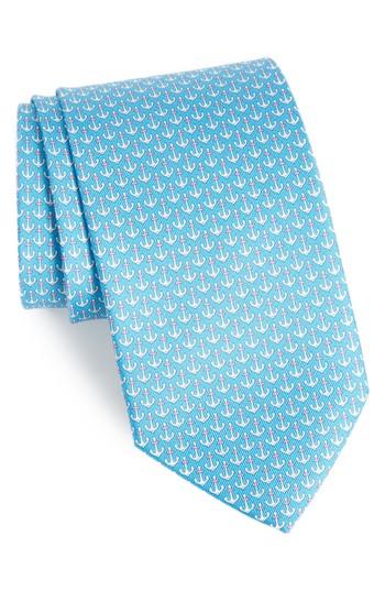 Men's Salvatore Ferragamo Encora Silk Tie, Size - Blue