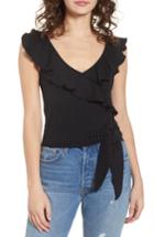 Women's Bp. Ruffle Tie Hem Top, Size - Black