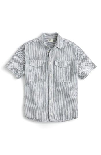 Women's J.crew Utility Pocket Stripe Chambray Shirt