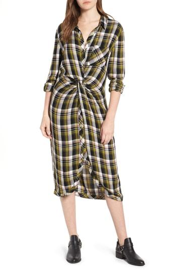 Women's Caslon Twist Front Plaid Shirtdress - Black