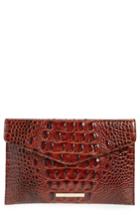 Brahmin Melbourne Croc Embossed Leather Envelope Clutch - Brown
