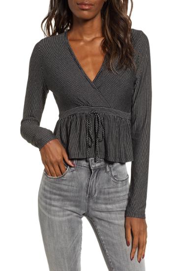 Women's Good Luck Gem Stripe Knit Top - Grey