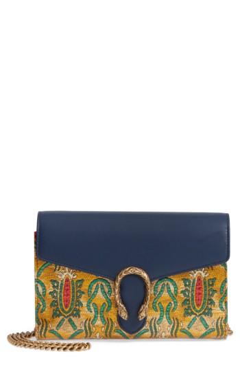 Women's Gucci Dionysus Brocade Wallet On A Chain -