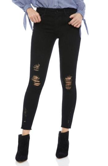 Women's Sam Edelman The Kitten Ripped Ankle Skinny Jeans - Black