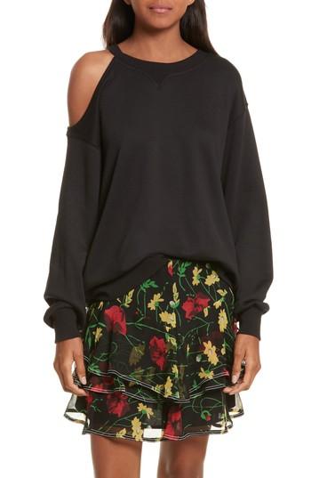 Women's Grey Jason Wu Asymmetrical Cold Shoulder Sweatshirt