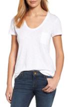 Women's Caslon Rounded V-neck Tee, Size - White