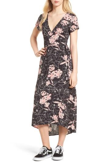 Women's Billabong Wrap Me Up Midi Dress - Black