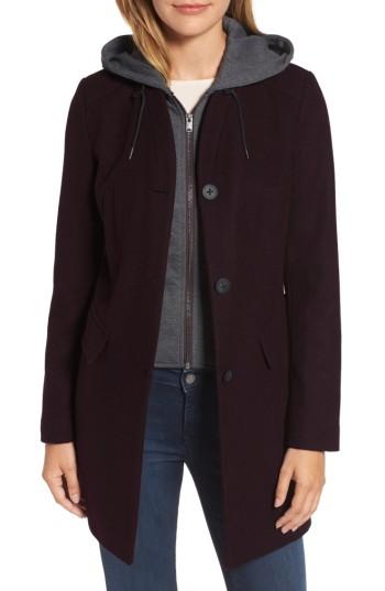Women's Andrew Marc Roxanne Wool 2-in-1 Car Coat - Red