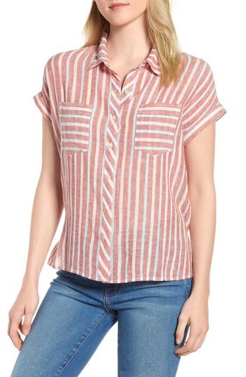 Women's Lucky Brand Tie Back Stripe Shirt - Red
