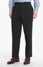 Men's Canali Flat Front Wool Trousers R - Black