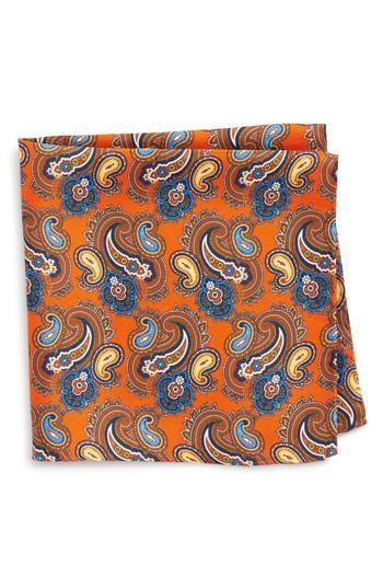 Men's Eton Print Silk Pocket Square, Size - Orange