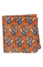 Men's Eton Print Silk Pocket Square, Size - Orange
