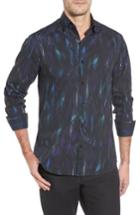 Men's Stone Rose Slim Fit Geo Fx Print Sport Shirt - Black