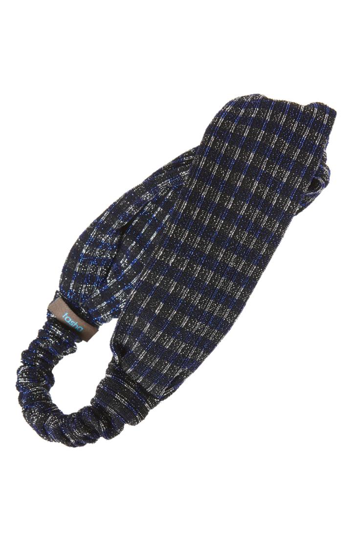 Tasha Metallic Stripe Head Wrap, Size - Blue