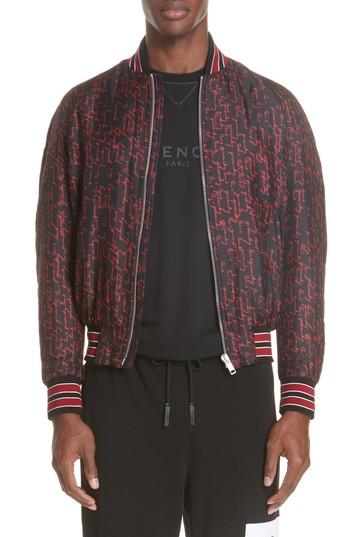 Men's Givenchy Cursive Silk Bomber Jacket Eu - Black