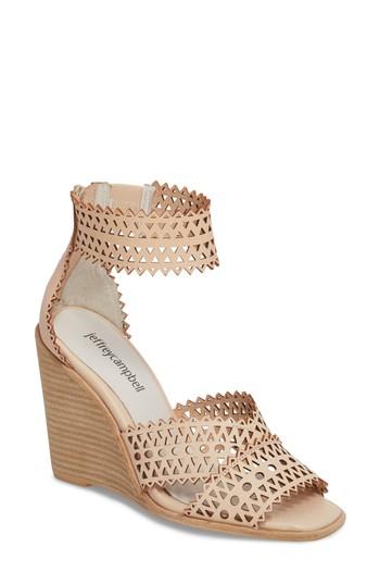 Women's Jeffrey Campbell Besante Perforated Wedge Sandal M - Beige