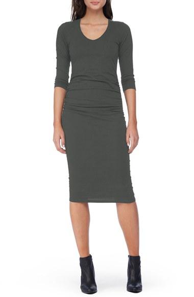 Women's Michael Stars Ruched Midi Dress - Green
