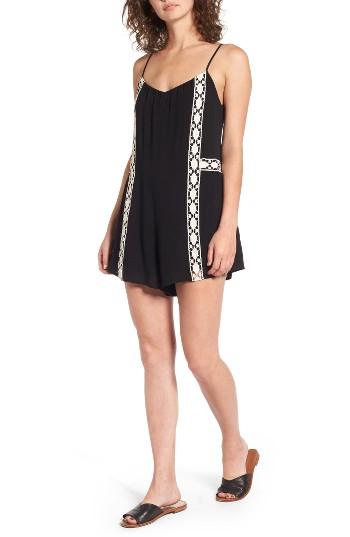 Women's Lush Crochet Trim Swing Romper - Black