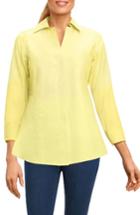 Women's Foxcroft Fitted Three Quarter Sleeve Shirt - Yellow