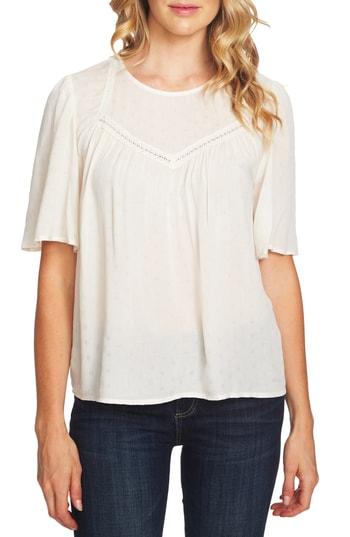 Women's Cece Jacquard Crochet Blouse, Size - Ivory