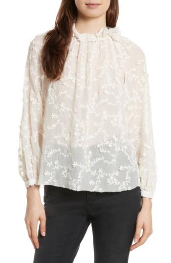 Women's Rebecca Taylor Ellie Floral Embroidered Top - Ivory
