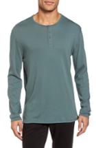 Men's Vince Raw Edge Long Sleeve Henley T-shirt - Green