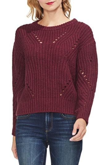 Women's Vince Camuto Rib Pointelle Detail Cotton Blend Sweater - Grey