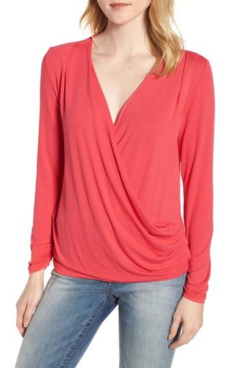 Women's Bobeau Faux Wrap Knit Top - Orange