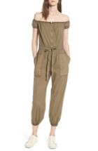Women's La Vie Rebecca Taylor Parachute Off The Shoulder Zip Cotton Jumpsuit - Green