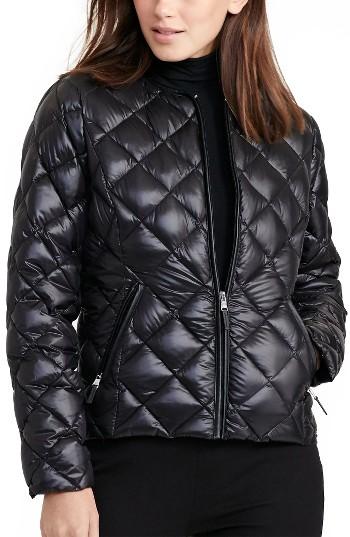 Women's Lauren Ralph Lauren Quilted Collarless Down Jacket - Black