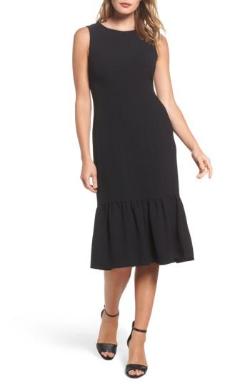 Women's Adrianna Papell Ruffle Back Crepe Sheath Dress - Black