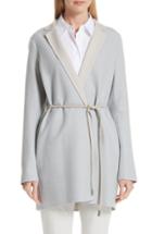 Women's Lafayette 148 New York Cranford Wool & Silk Reversible Jacket - Blue