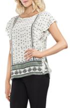 Women's Vince Camuto Ruffle Sleeve Fan Print Blouse, Size - White