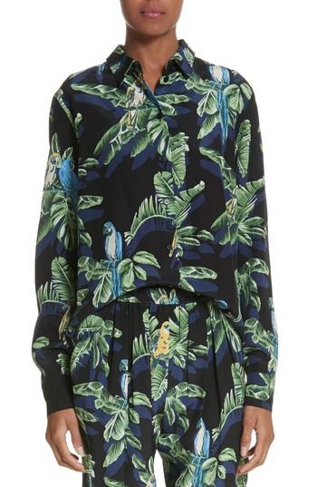 Women's Stella Mccartney Bird Of Paradise Silk Crepe De Chine Blouse Us / 34 It - Black
