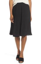 Women's Eileen Fisher Gored Silk Skirt, Size - Black