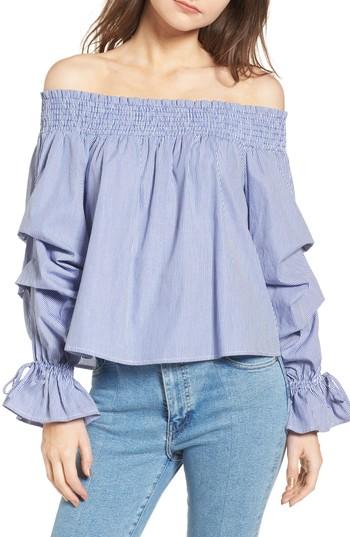Women's Rebecca Minkoff Nicola Off The Shoulder Top, Size - Blue