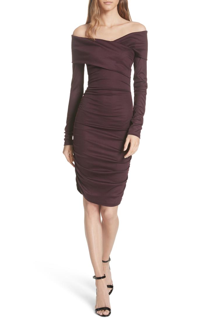 Women's Dvf Off The Shoulder Ruched Jersey Dress